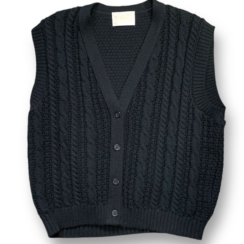 Pendleton Black Cable Knit Cardigan Vest - Picture 9 of 9
